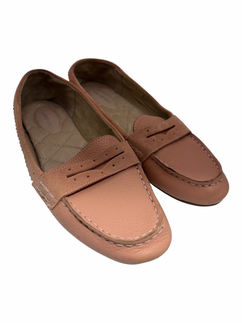 Land's End Women's Size 8 Pink Leather w/ Suede Trim Casual Penny Loafers Preppy